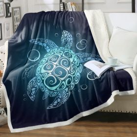 Sea Turtle Blanket Blue Sherpa Fleece Throw Blanket Ocean Plush Blankets Turtle Themed Sherpa Plush Throw Blanket