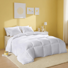 White Oversized Checkered Quilted Plump Duvet Adorable cozy design for all genders' bedrooms. Hotel & guesthouse compatible. Fits single/double b
