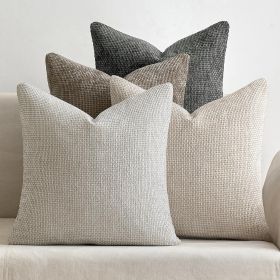 Pack of 4 Couch Throw Pillow Covers 18x18 Inch Neutral Soft Decorative Chenille Pillow Covers Farmhouse Boho Cushion Covers for Mid Century Moder