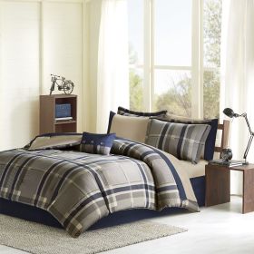 Twin XL Plaid Comforter Set with Bed Sheets