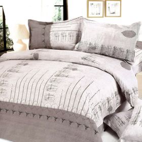 Blancho Bedding - [Beige Autumn] 100% Cotton 4PC Duvet Cover Set (Full Size)(Comforter not included)