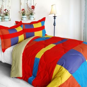 [Antique Young] Quilted Patchwork Down Alternative Comforter Set (Twin Size)