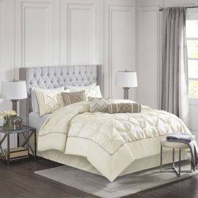7 Piece Tufted Comforter Set Ivory Queen