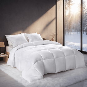 White Oversized Checkered Quilted Plump Duvet Luxury hotel-grade comfort for bedrooms and guesthouses. Winter-weight warmth for single/double bed