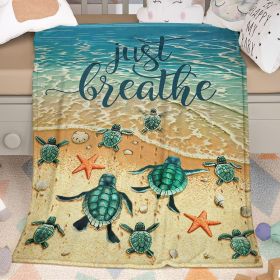 Sea Turtle Flannal Throw Blanket for Teens Boys Men Many Sea Turtle Pattern Blanket Soft Flannal Throw Blanket 50x60 Inches for Couch Bed and Sof (Color: Blue, size: 150X200cm)