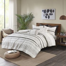 Full/Queen Cotton Printed Duvet Cover Set with Trims (Color: as Pic)