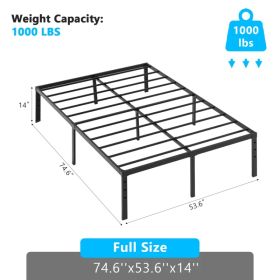 Black Full Size Simple Basic Platform Metal Bed Frame - 14 Inch Bed Height (Option: defaulttitle)